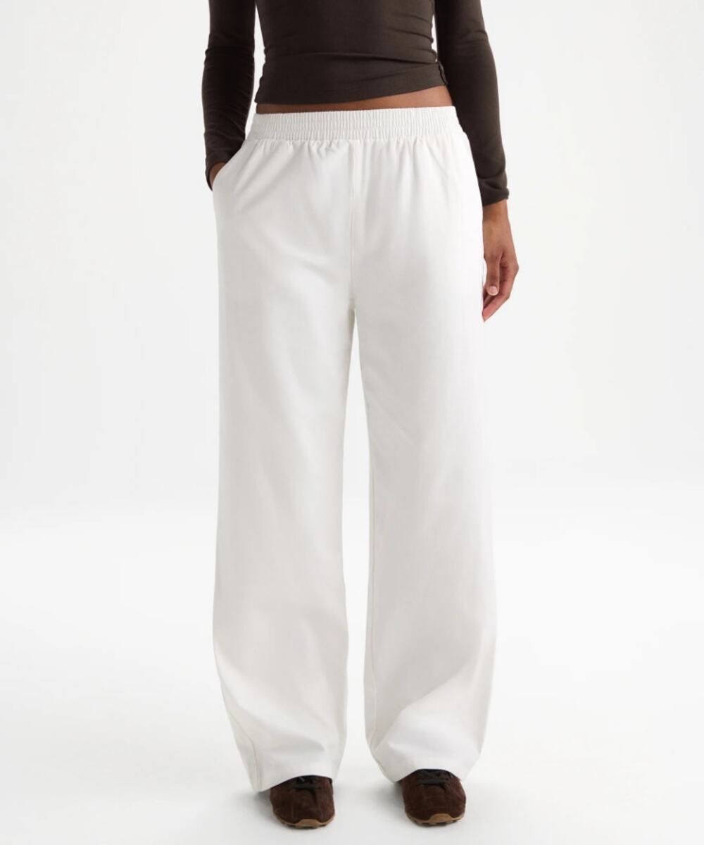 ADANOLA White Organic Cotton Wide Leg Trousers Pants Small High Waist